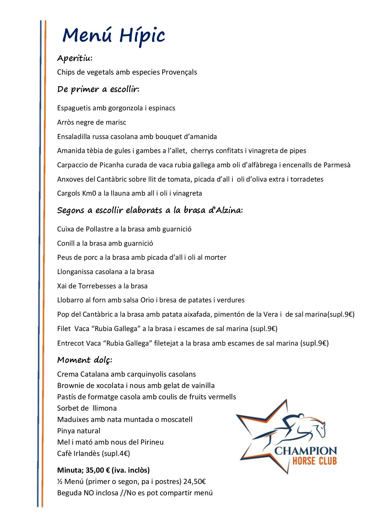 MENU CAP DE SETMANA MAIG 26