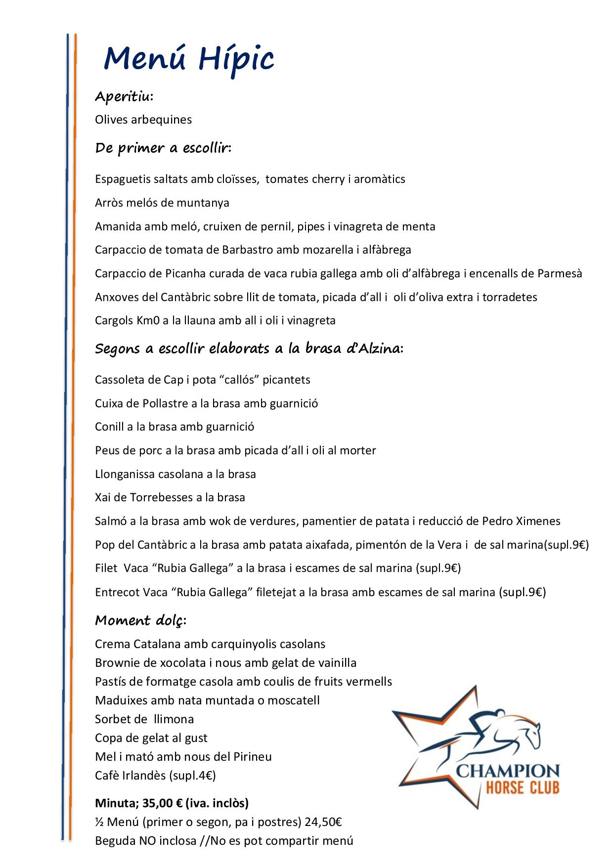 MENU CAP DE SETMANA MAIG 26